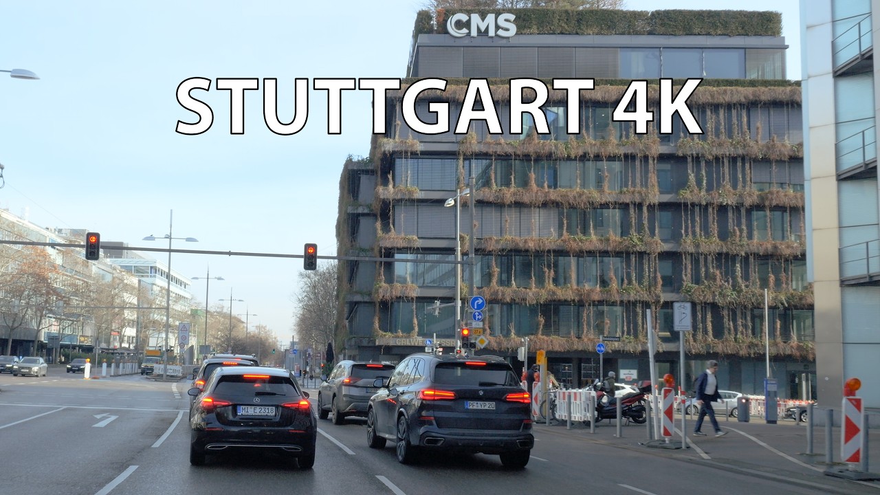 Stuttgart Germany 4K - Morning Drive - Driving Downtown