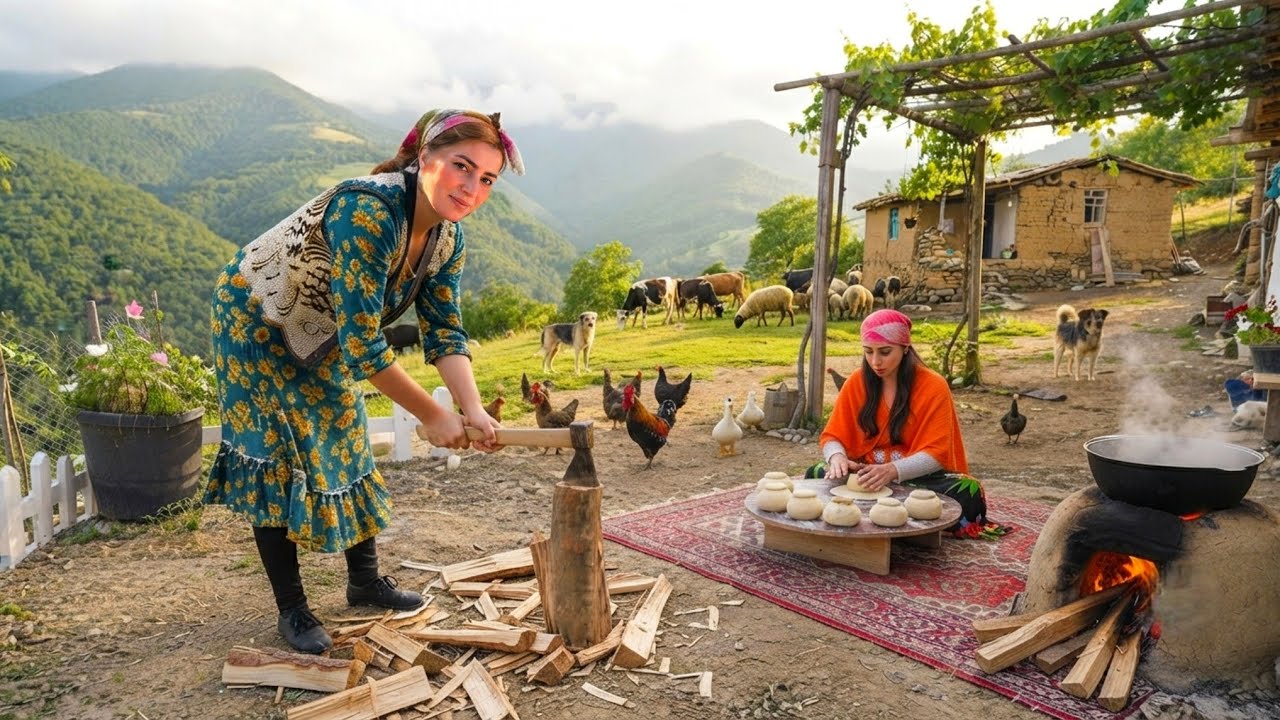 Life in the Mountains of IRAN |Cooking Chicken and Vegetables Inside Dough