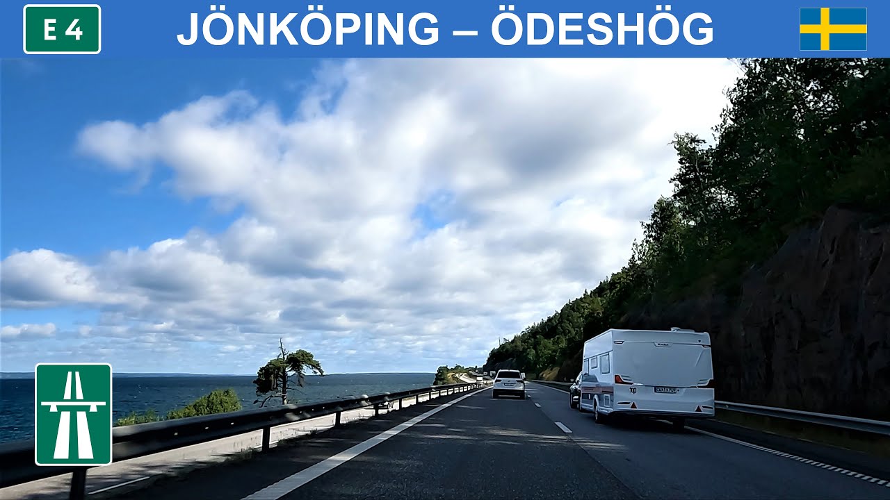Driving in Sweden. From Jönköping towards Stockholm. 4K