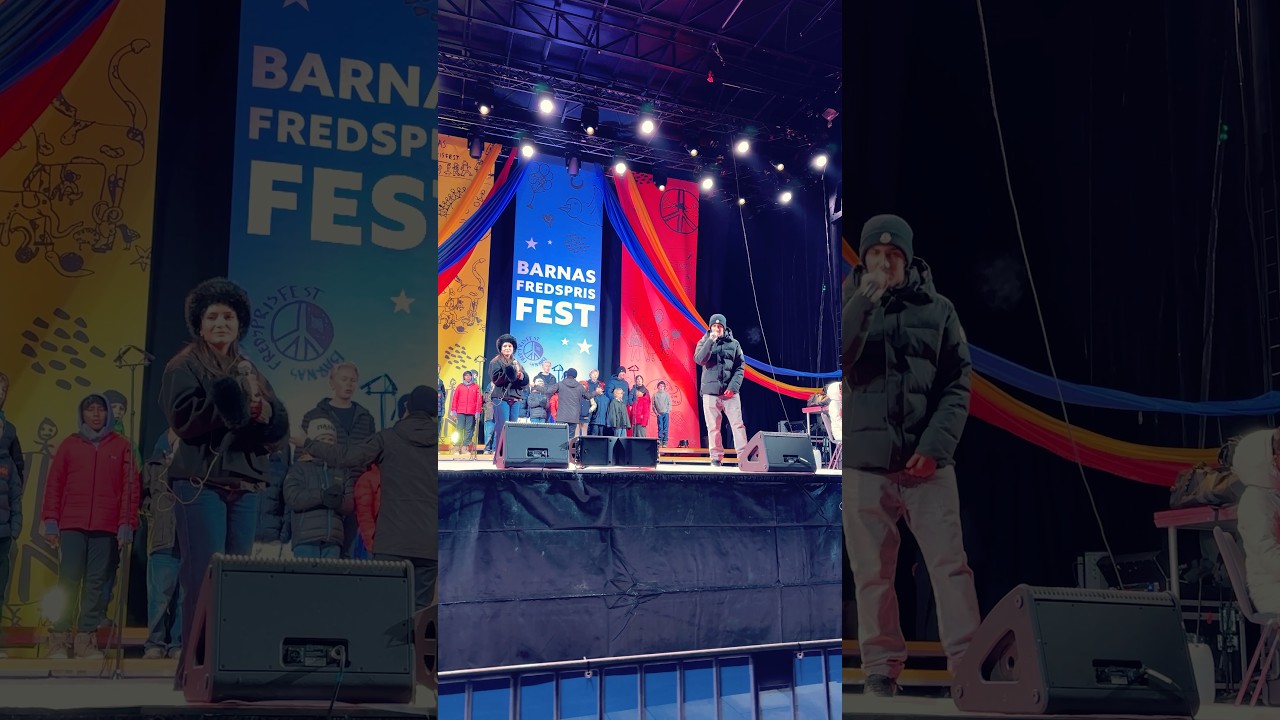 Noen &oslash;yeblikk fra lydsjekken til Redd Barnas Fredspris-fest ved Nobel Fredssenteret. @AryaanArtist
