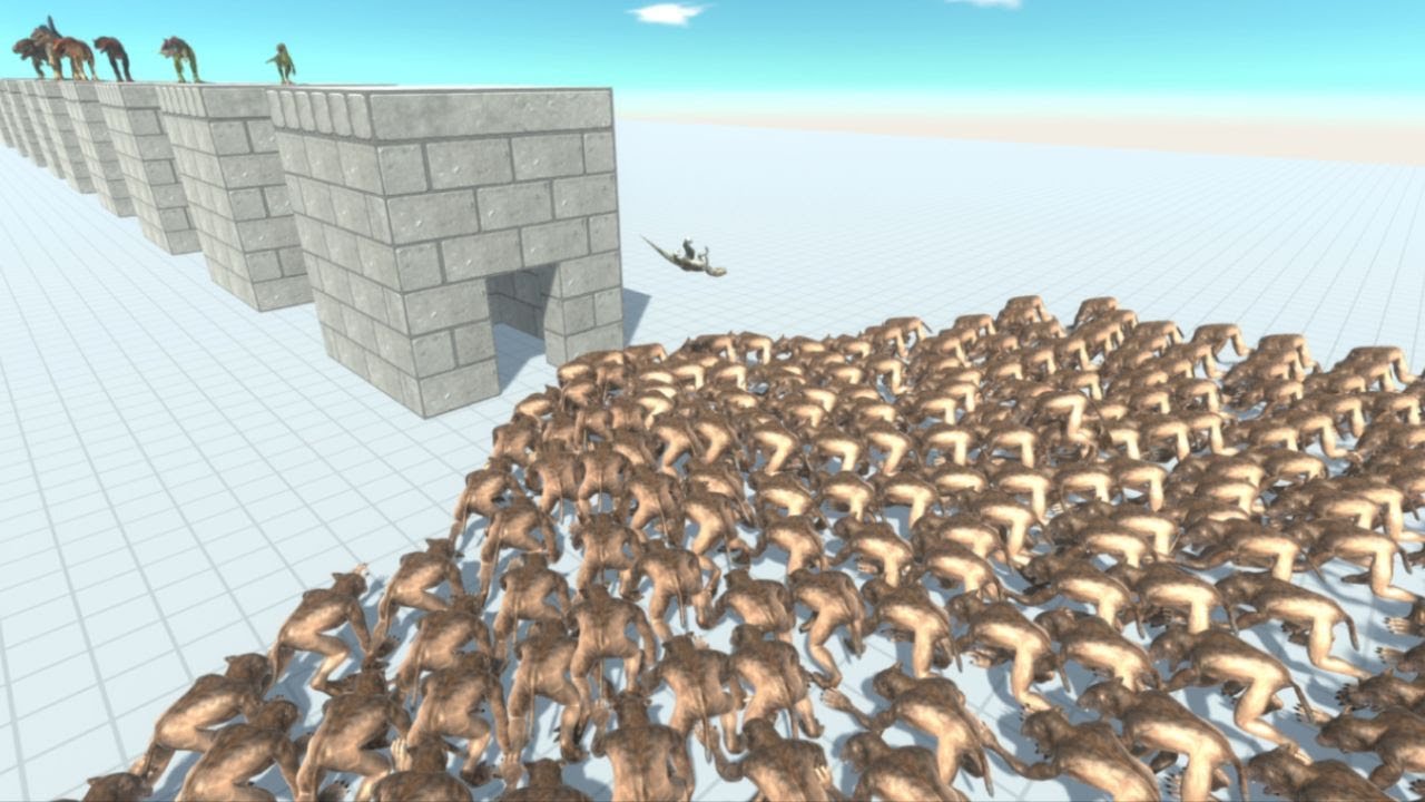 TSUNAMI of 300 WEREWOLF vs ALL TEAMS on Towers Animal Revolt Battle Simulator