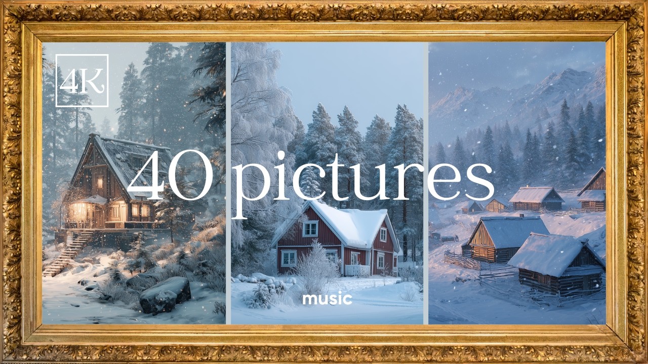 Snowy Winter Homes: 40 Cozy Pictures in 4K with Soft piano music | Frame tv artwork