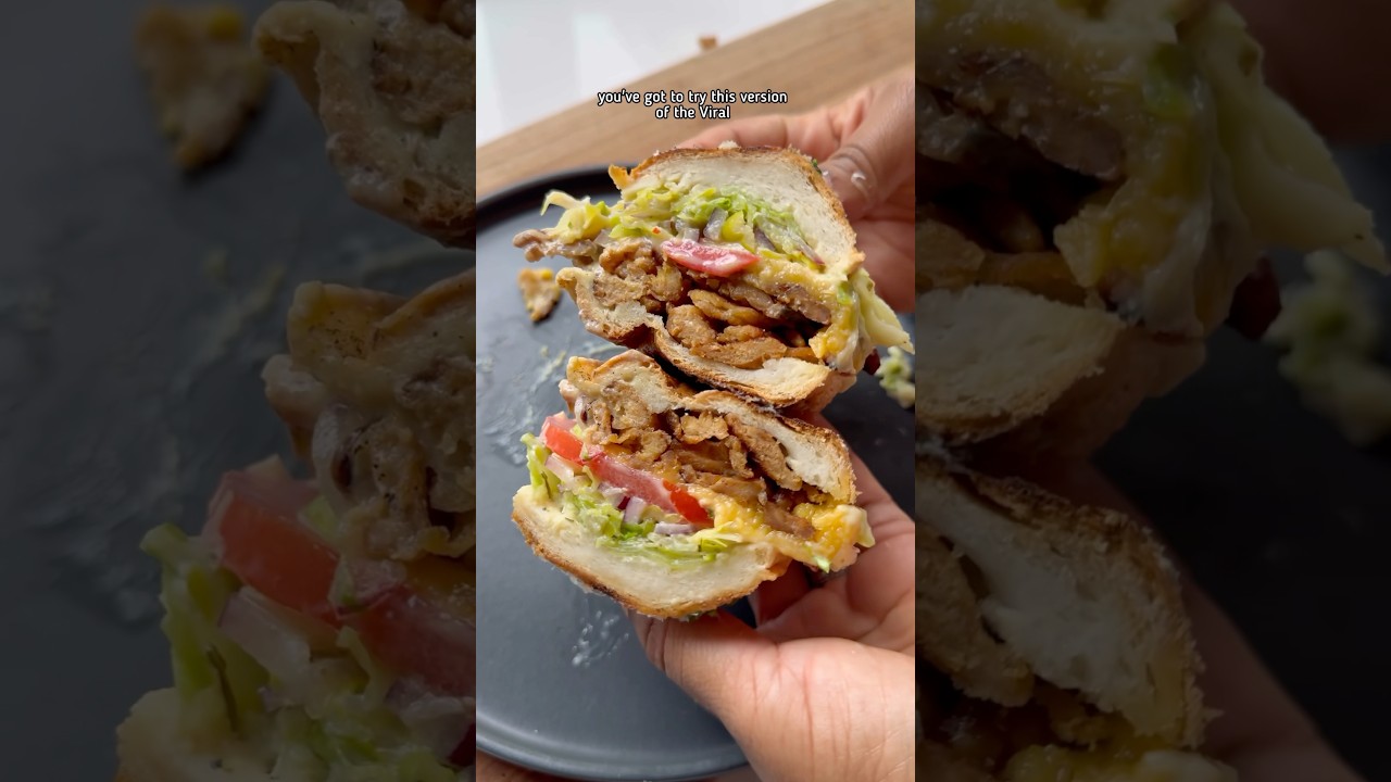 Vegan Grinder Sandwich (38g protein!) 🥪 #veganrecipes #sandwich #veganlunch #highprotein
