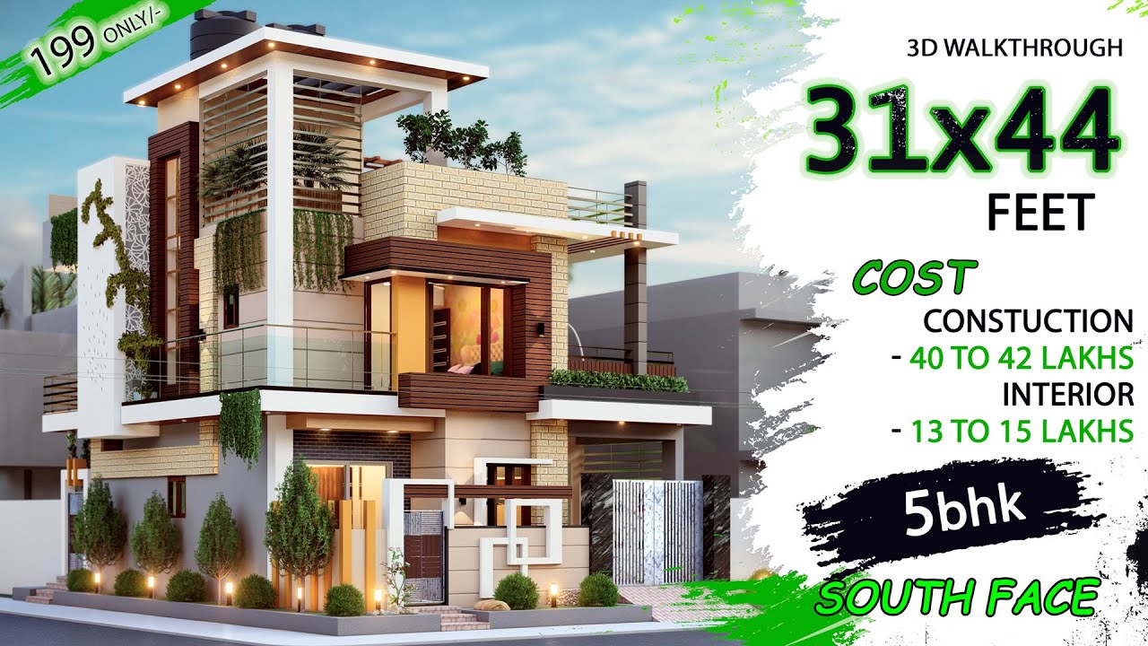 31x44 South facing House Plan | 5 BHK | 1364 Square Feet | 31*44 3D House Design | HouseDoctorZ