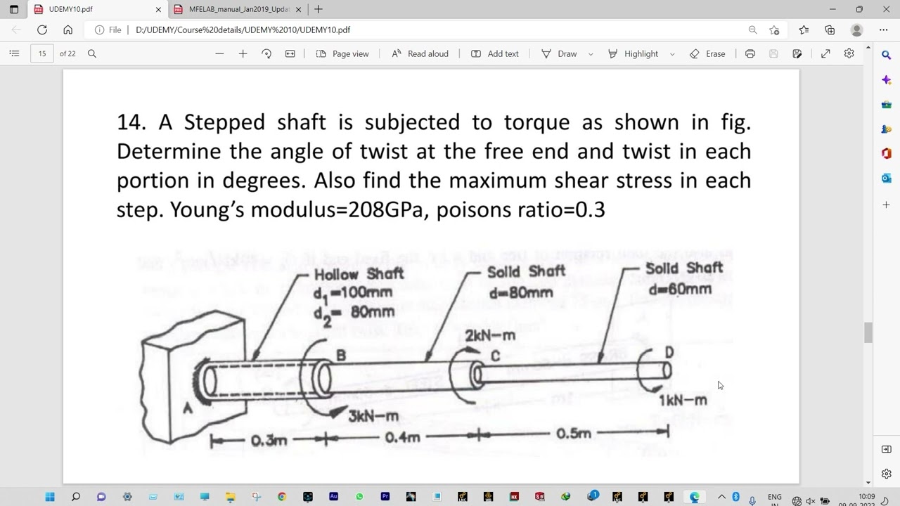 SFD & BMD of a Compound Shaft under multiple Torques using ANSYS Mechanical APL