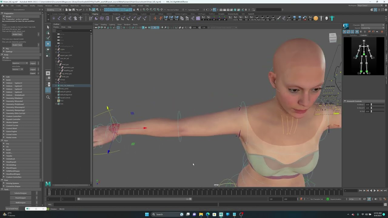 Dual Rig for  MetaHuman. (free script) Advanced Skeleton and Human IK.