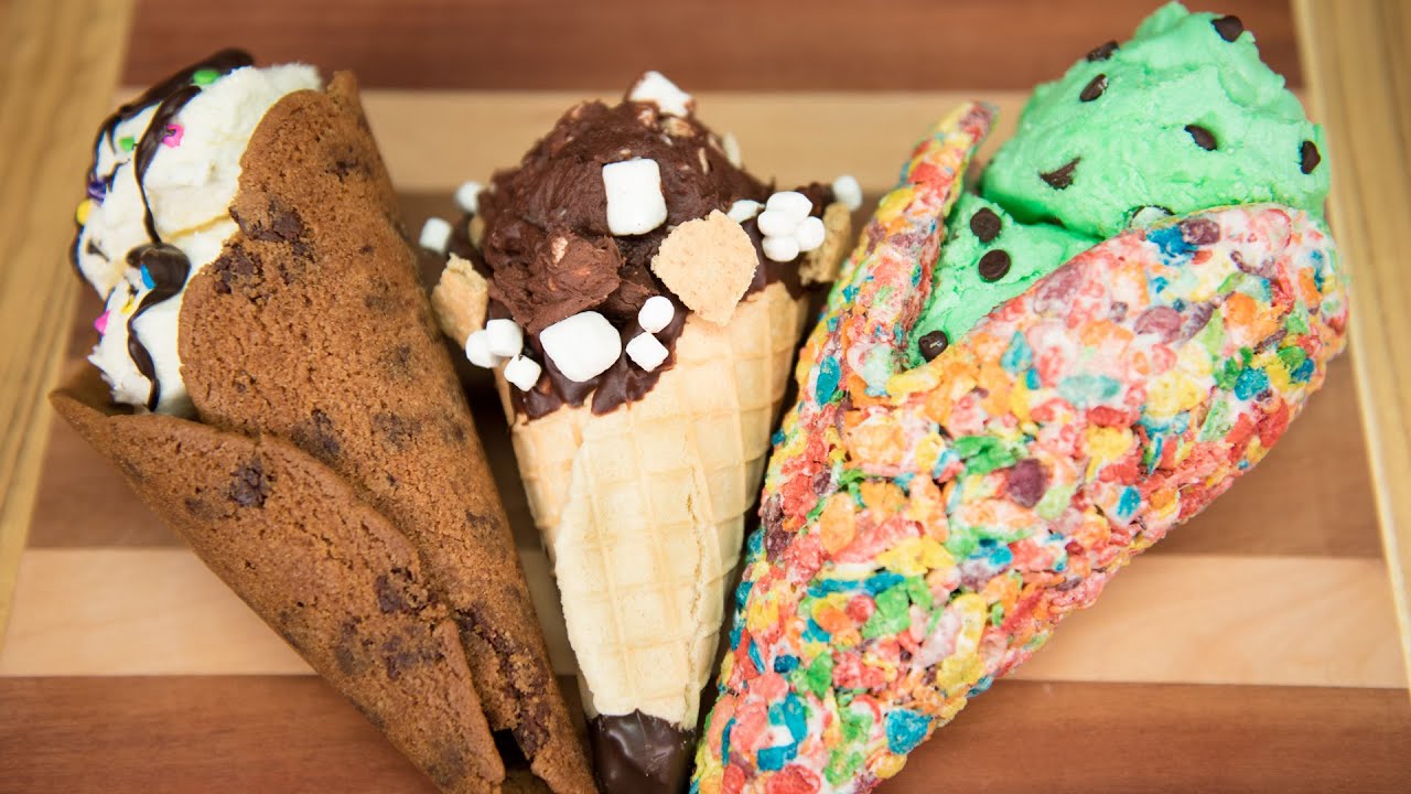 3 Ways to Make Homemade Ice Cream Cones (Waffle cone, Cookie cone, Cereal cone )