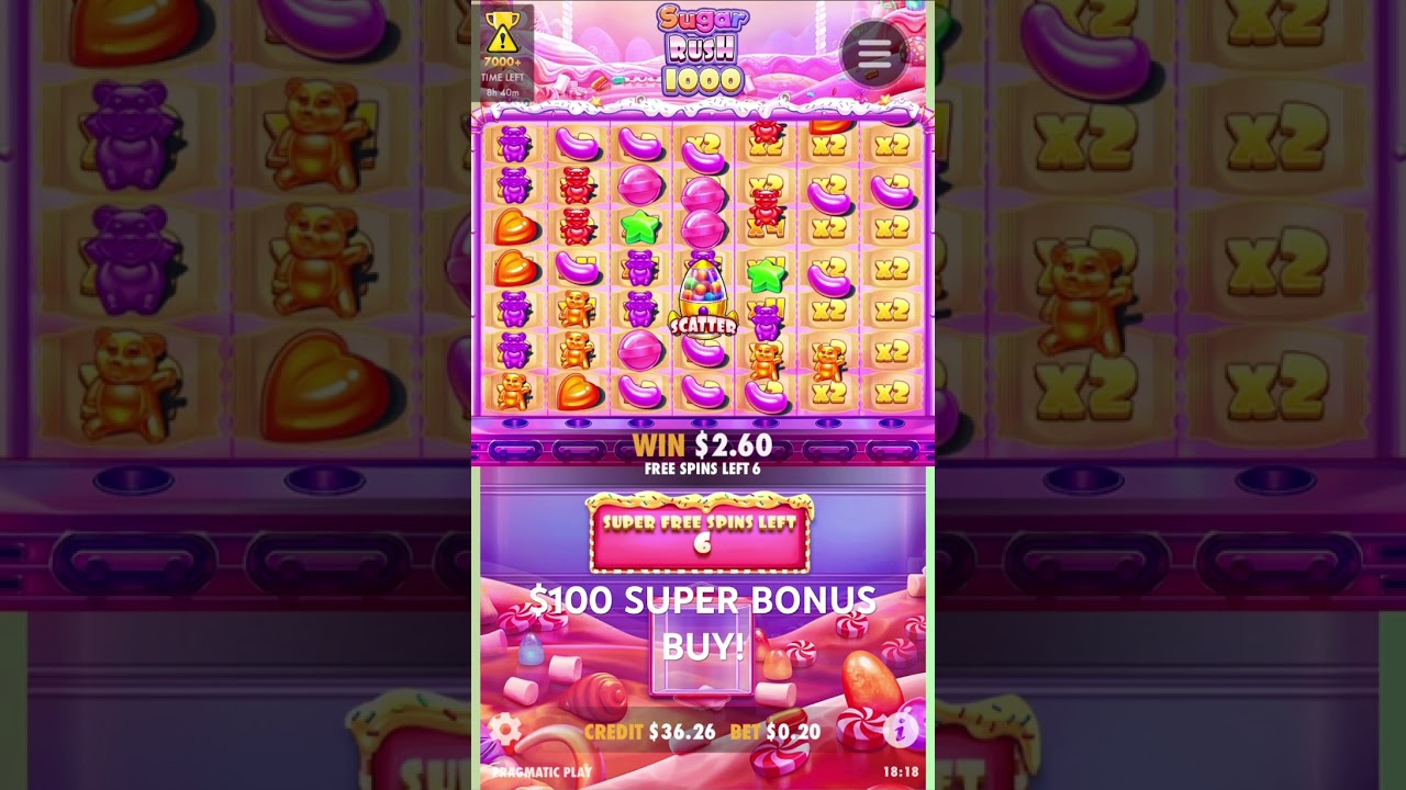 $100 SUGAR RUSH 1000 SUPER BONUS BUY! #slots #gaming #bonusbuy #gambling