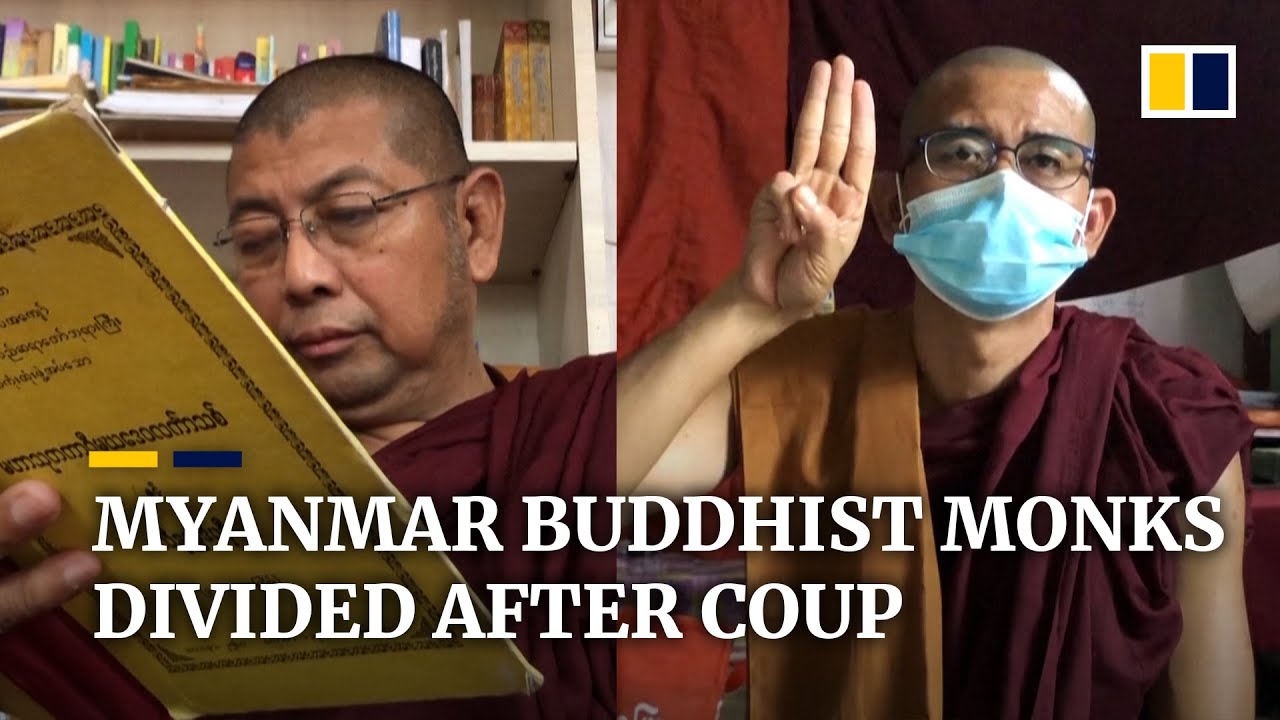 Buddhist monks in Myanmar divided over military coup