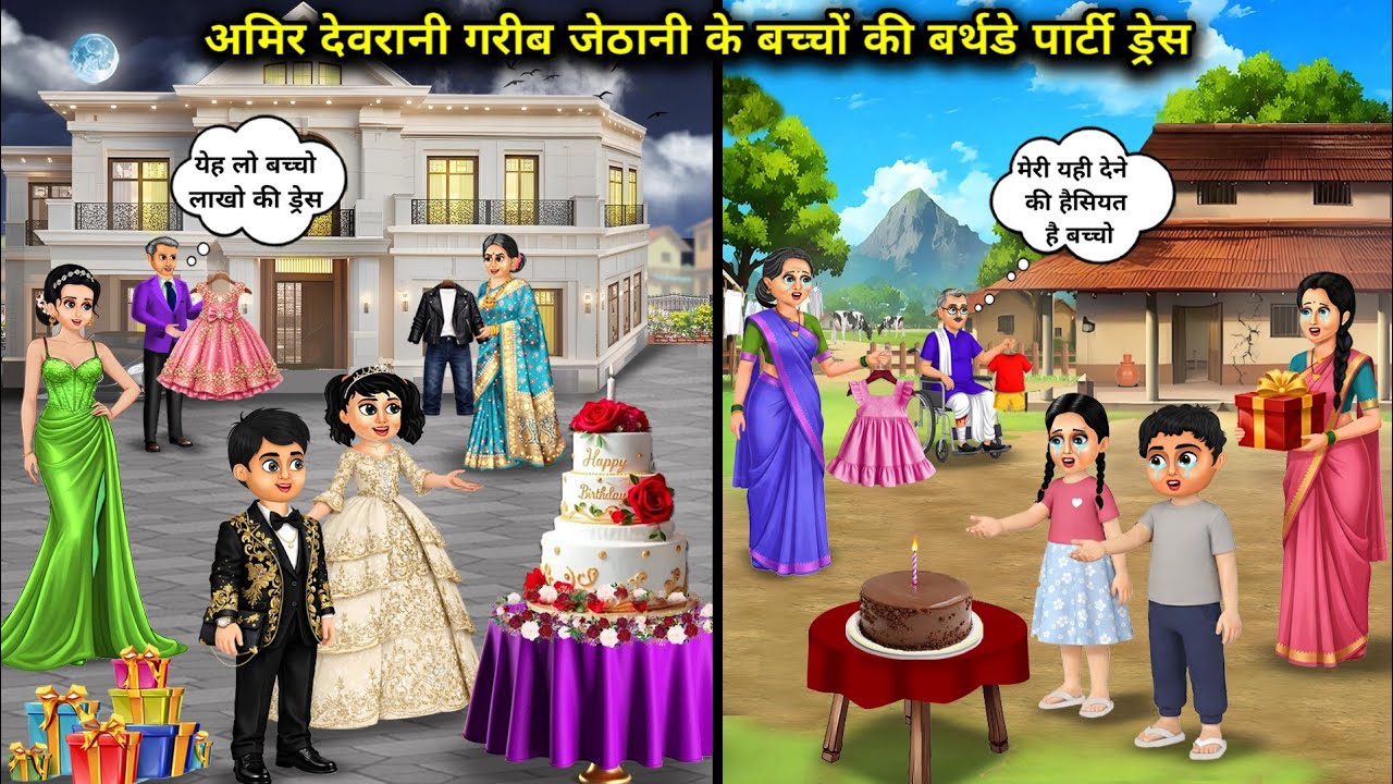 अमिर देवरानी गरीब जेठानी के बच्चों की बर्थडे पार्टी ड्रेस | amir devrani garib jethani ke bachho ki.