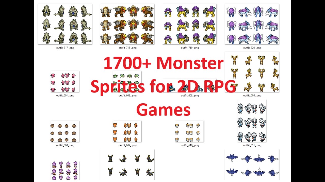 1700+ Pok&eacute;mon Sprites Pack for RPG Maker, Unity, Godot & Tibia (2D Game Assets)