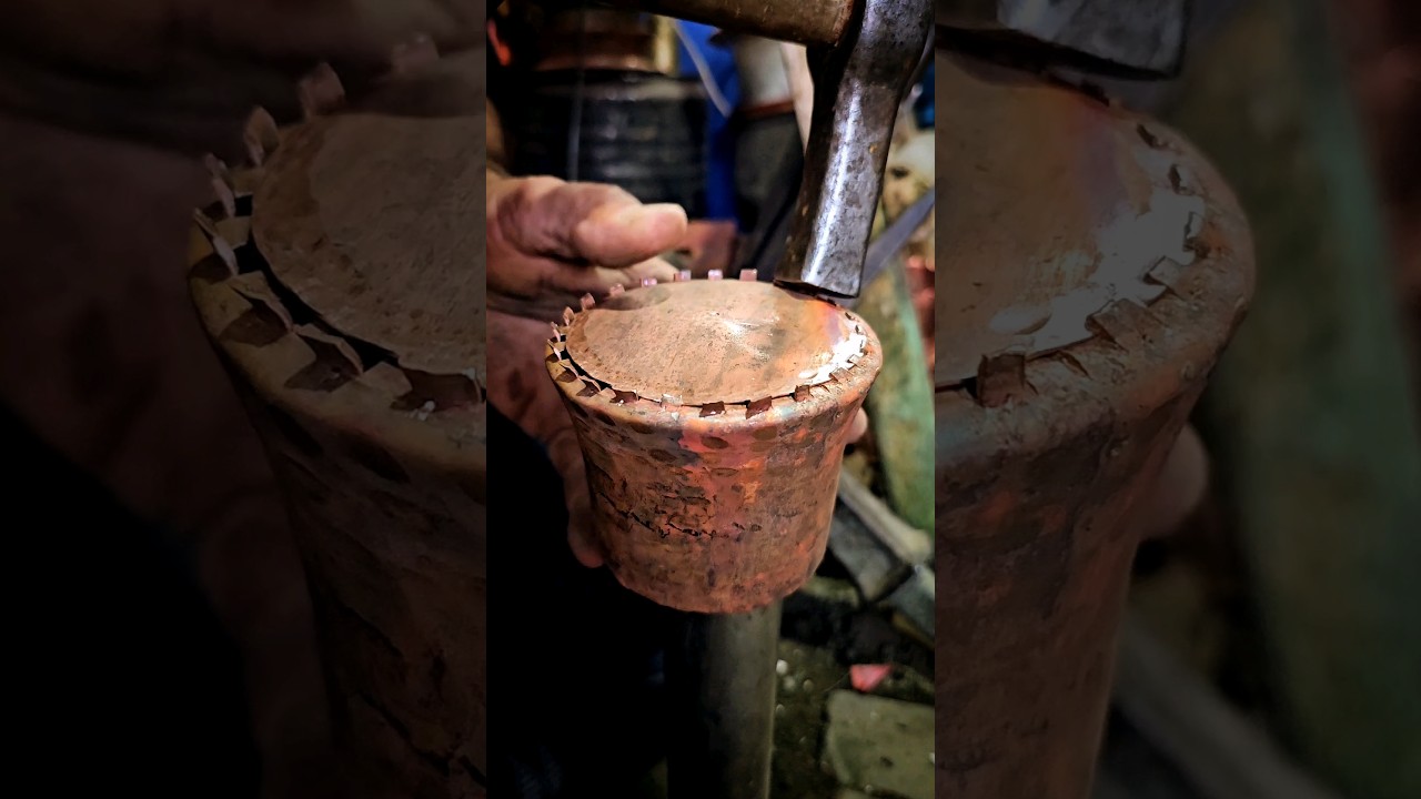 part of making handmade copper pot #handmade #satisfying #making #coppersmith