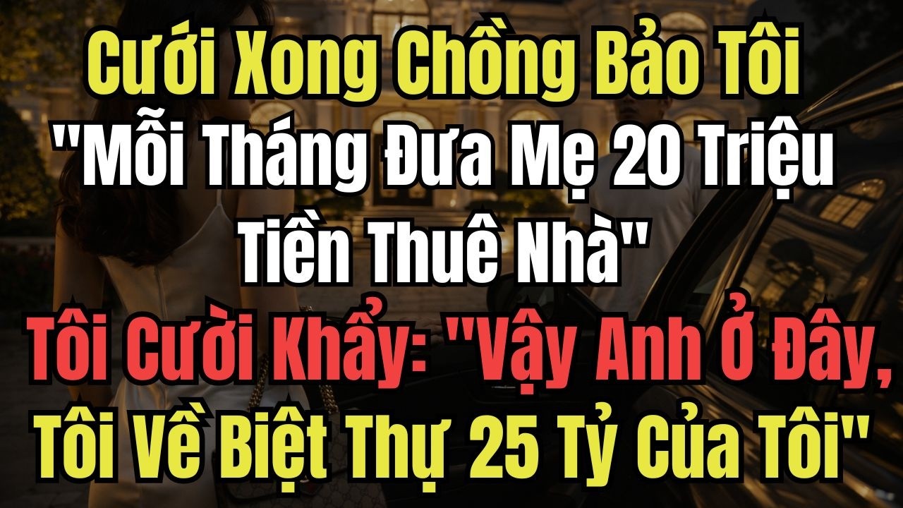 Cưới Xong Chồng Bảo Tôi ''Mỗi Tháng Đưa Mẹ 20 Triệu Tiền Thuê Nhà''- Tôi Cười Khẩy: 