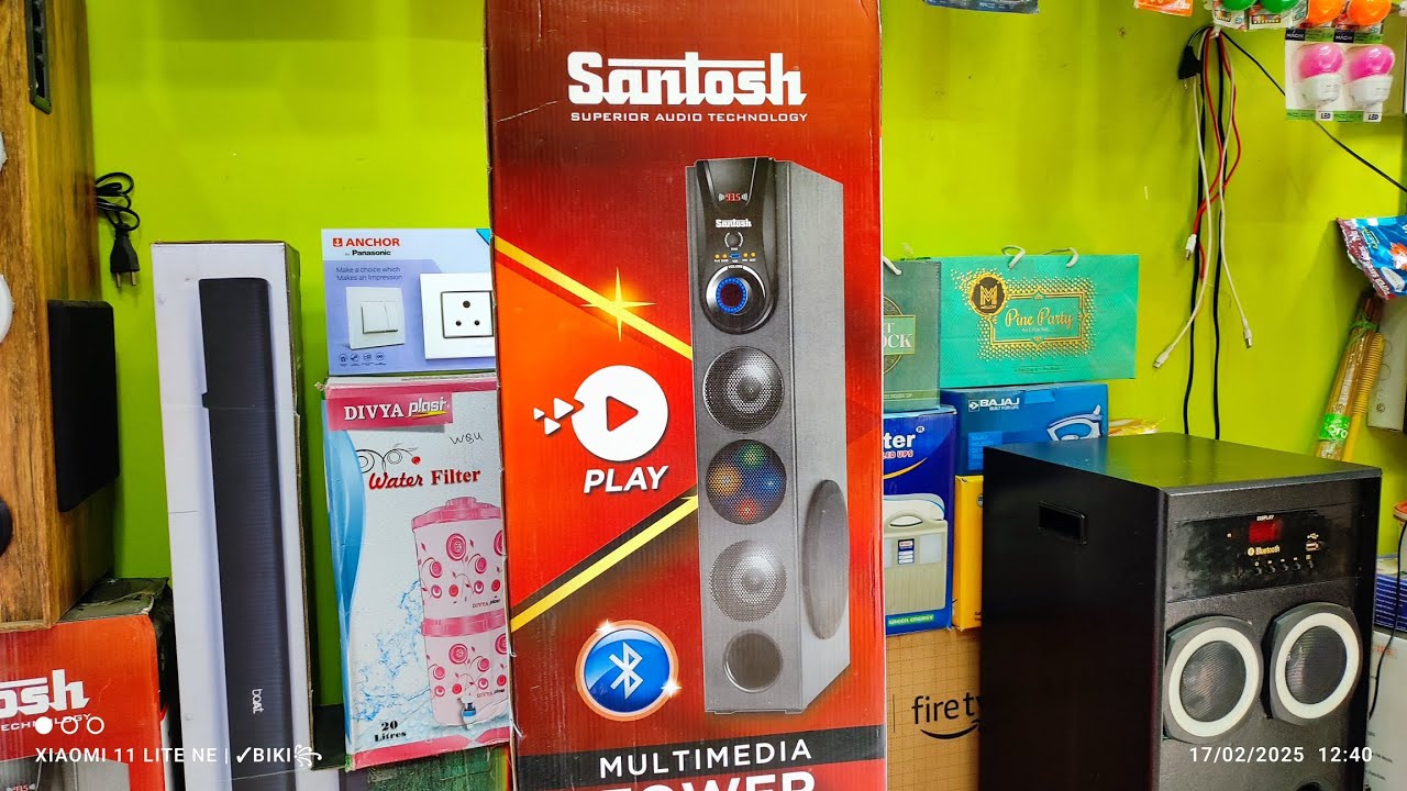 ✨Santosh company tower speaker Unboxing review sound testing High quality Bass🔥👌#towerspeaker #dj