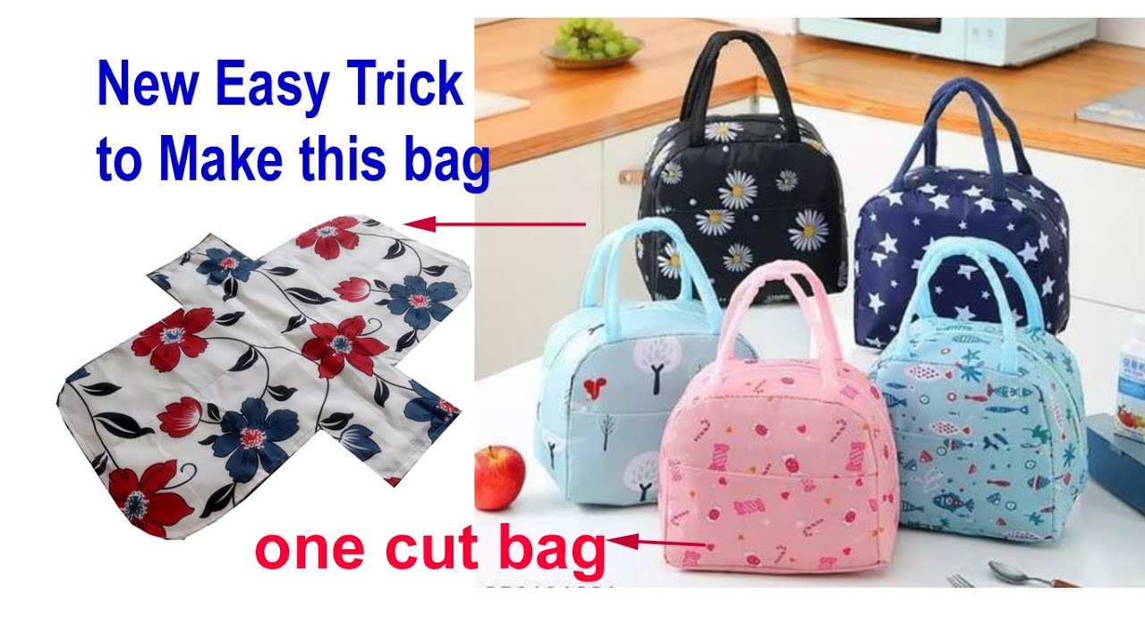 ONE CUT BAG - ZERO WASTAGE-  cutting & sewing lunch bag / shopping bag / diy handbag / sewing bag