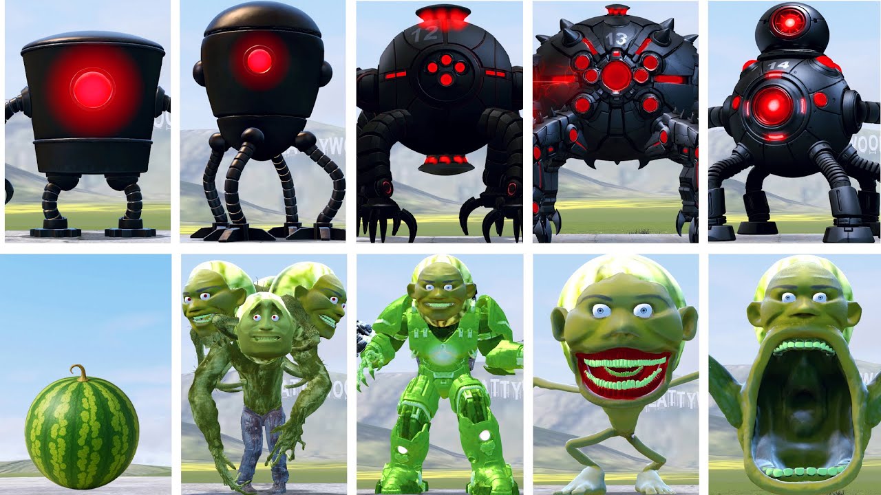 EVOLUTION OF ALL OMNIDROID V.X14 From Roblox Omnidroids Test VS LIN GANG MELON FAMILY in Garry's Mod