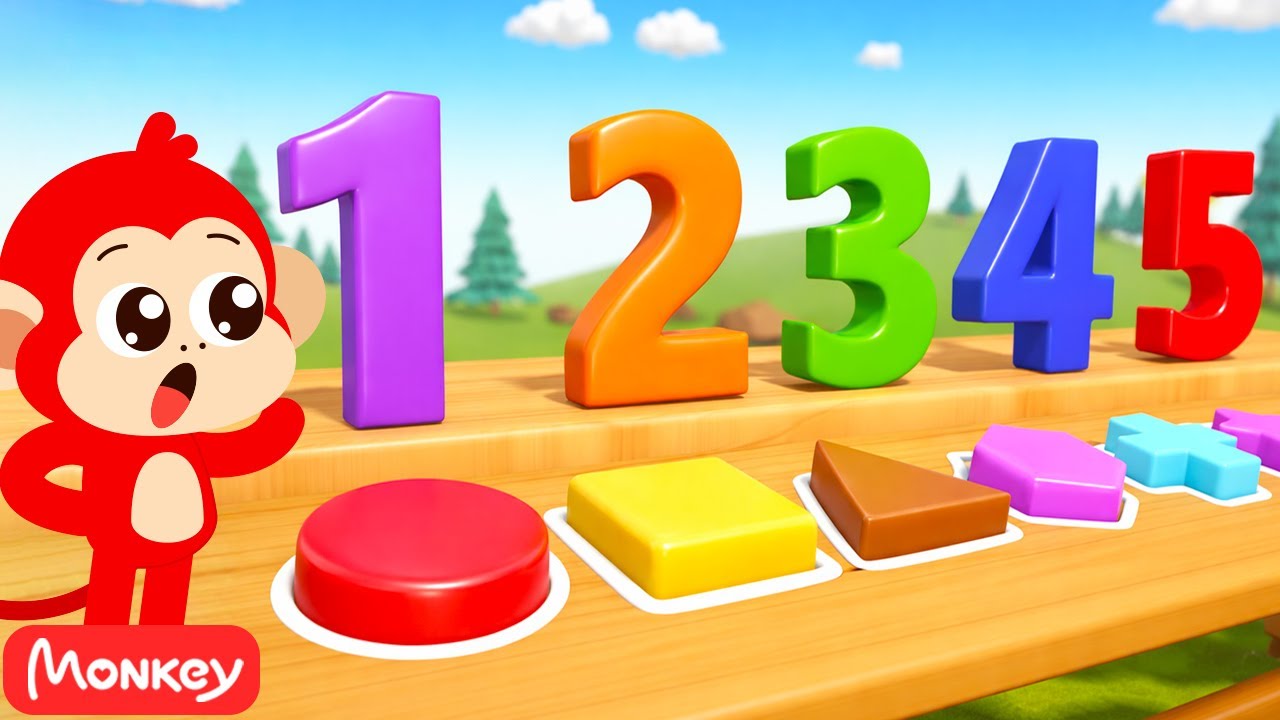 Изучаем фигуры и цифры с помощью красочных игрушек 🔷🔴⬜ Обучающие видео Monkey Junior для малышей ...
