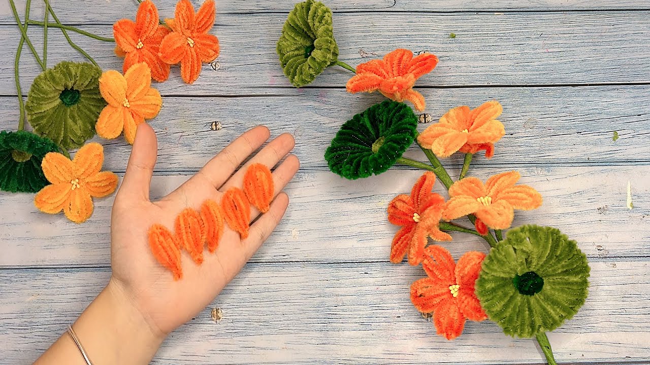 How to Make Beautiful flower with Pipe Cleaner | Nasturtium Flower pipe cleaner | Chenille Flowers