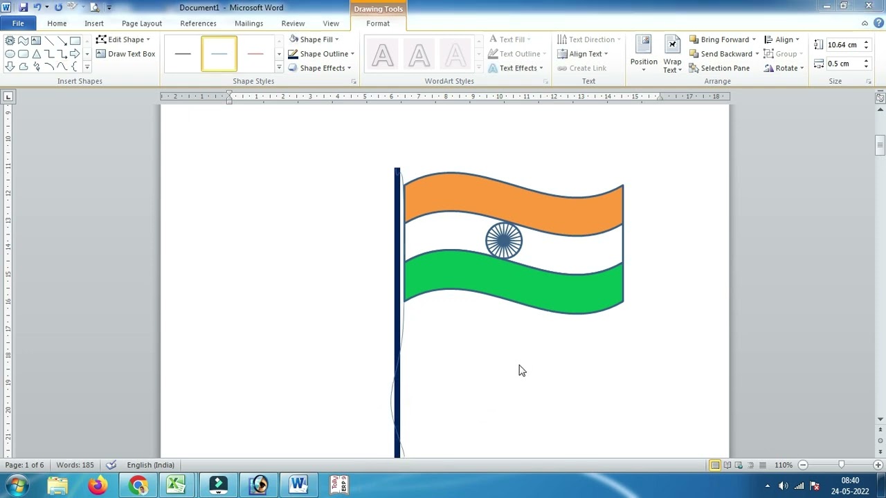 Make Indian Flag using shapes in Ms Word | microsoft word Tutorial | GBCTI | Vikash Sir