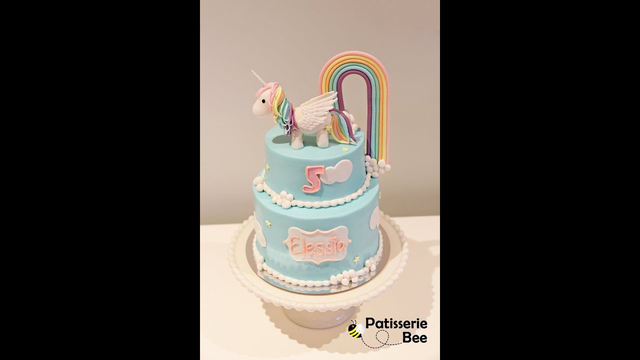 Two tier rainbow & unicorn cake tutorial