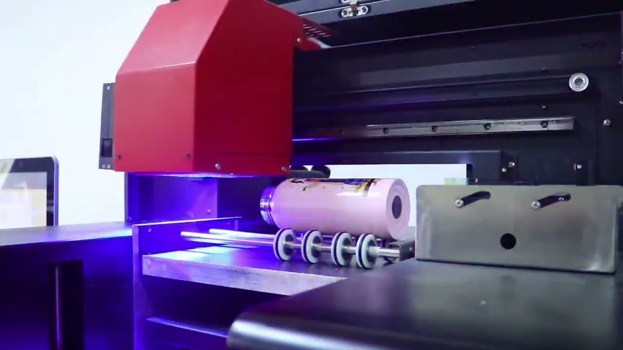 Refinecolor A3 UV Printer with Rotary attachment do wraparound print on water bottles