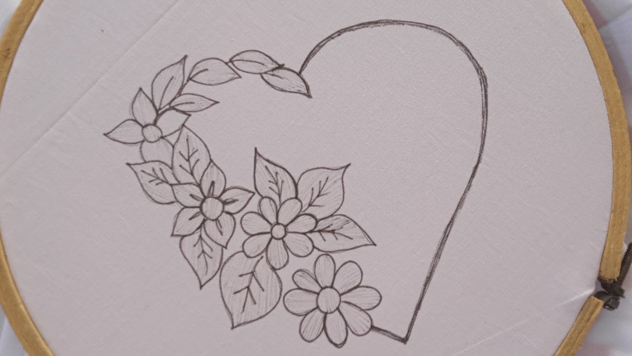 Hand embroidery, Beautiful Heart Embroidery with flowers , easy love embroidery design tutorial