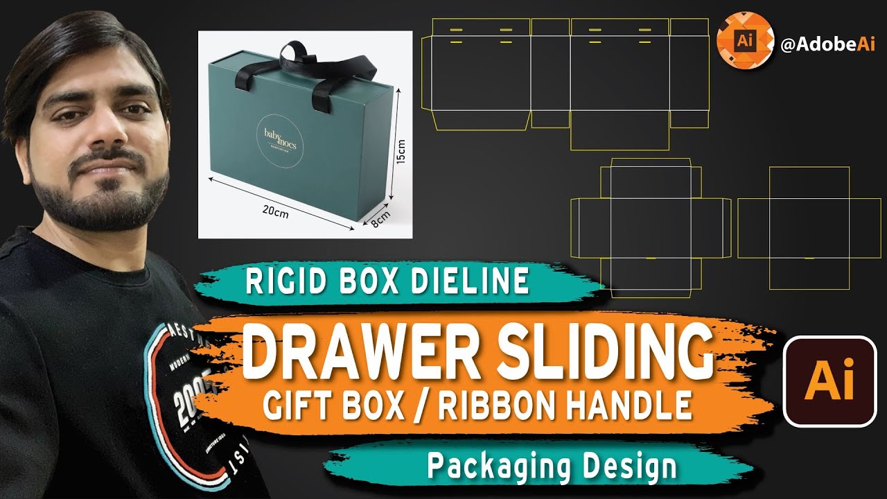 Drawer Sliding Gift Box with Ribbon Handle (Rigid Box Dyeline)