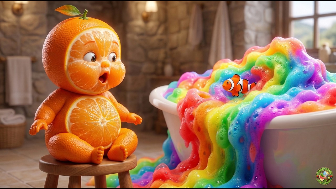 Cute or Creepy? AI-Baby Fruit Melts a Rainbow Bath Bomb🛁🍊 (SECRET TOY REVEAL!) | AI-ASMR