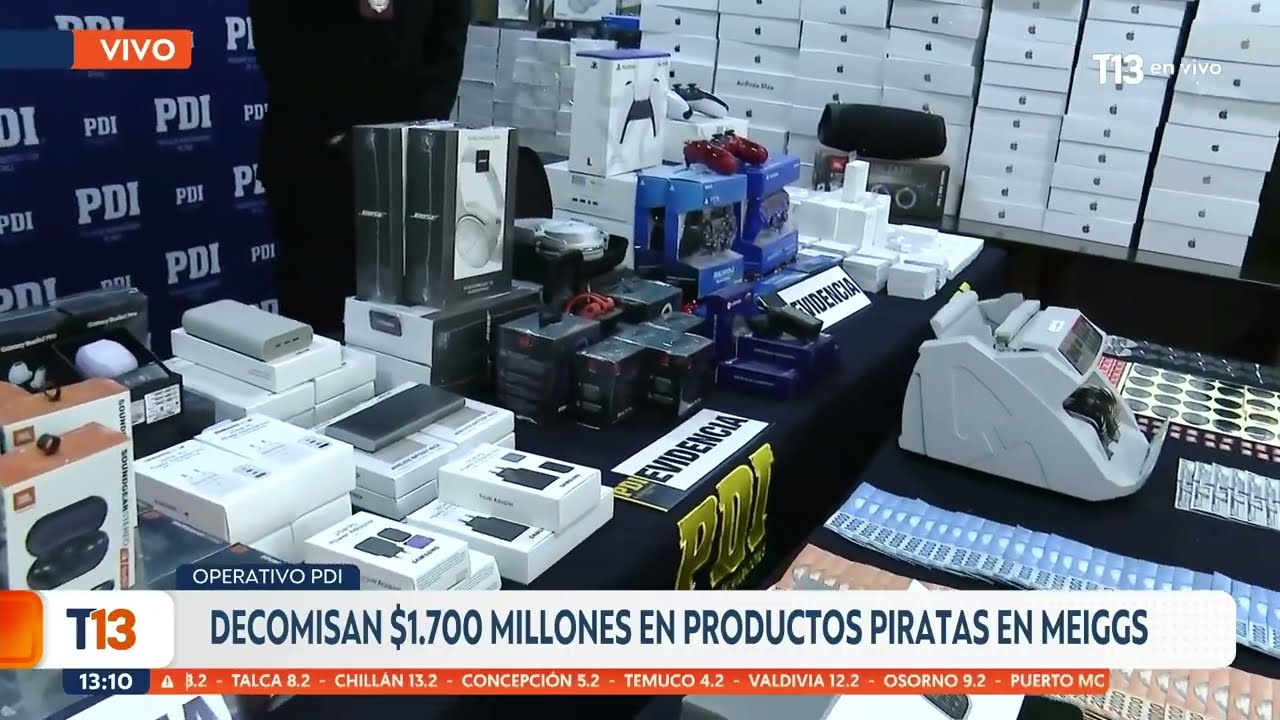 Decomisan $1700 millones en productos piratas en Meiggs: PDI allanó local chino