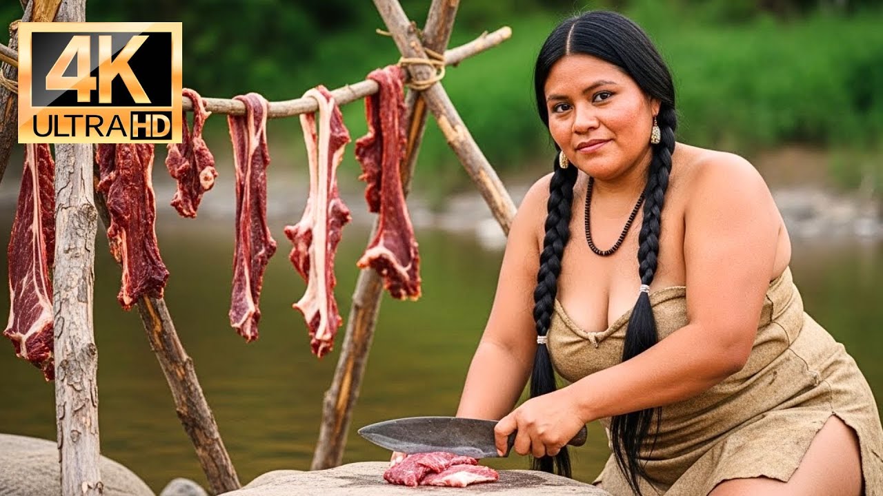 Beautiful woman surviving alone for 7 days in the Amazon jungle — off-grid — living on hunted food