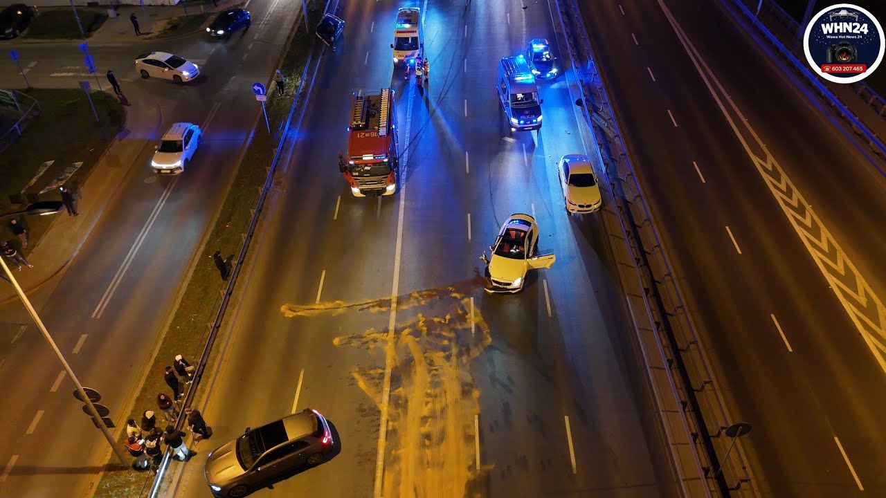 🟤 ZDERZENIE CZTERECH AUT W ALEJACH JEROZOLIMSKICH JEDNA OSOBA TRAFIŁA DO SZPITALA 🟤