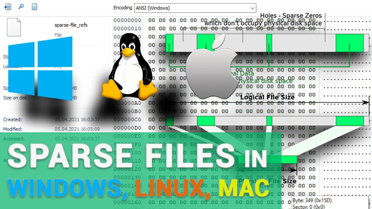 🐧🍏 Sparse Files in Windows, Linux and MacOS, File Systems NTFS, REFS, Ext3, Ext4, BTRFS and APFS 🐧🍏