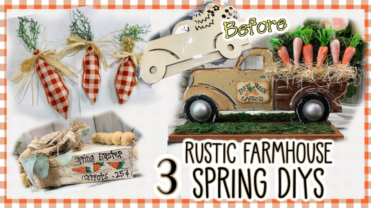 🌿🥕3 Rustic Farmhouse Spring DIYs \ Painted Dollar General Truck \ Ribbon Carrots