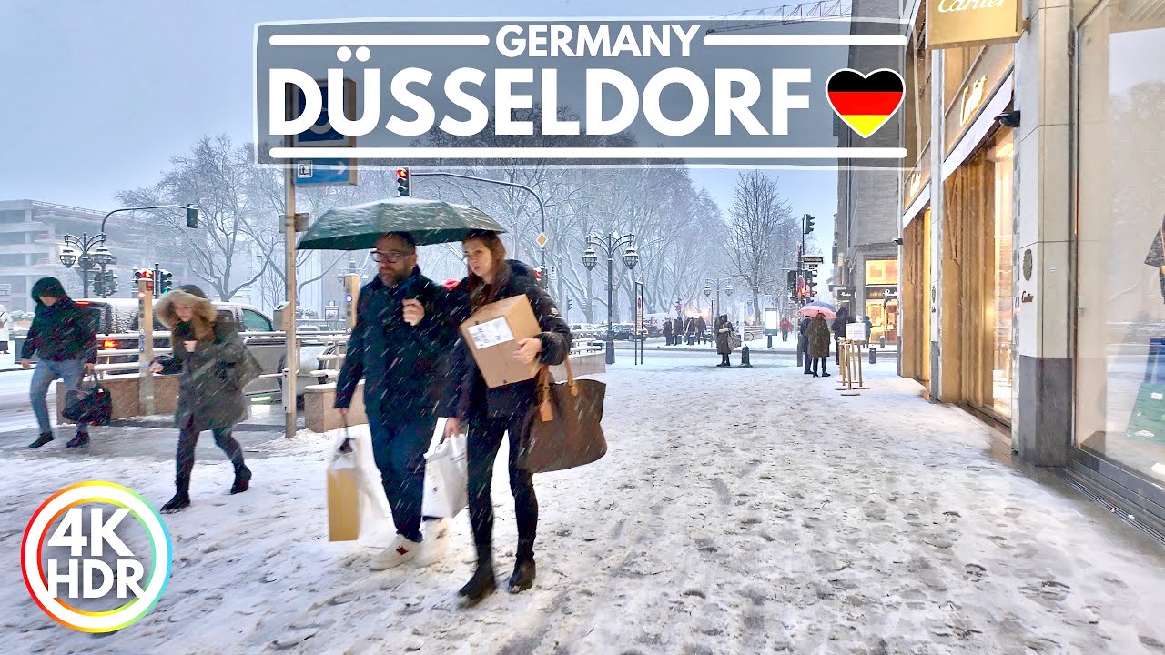 ❄️ Heavy Snowfall in D&uuml;sseldorf Germany, January 2024 Walk in 4K HDR 60fps