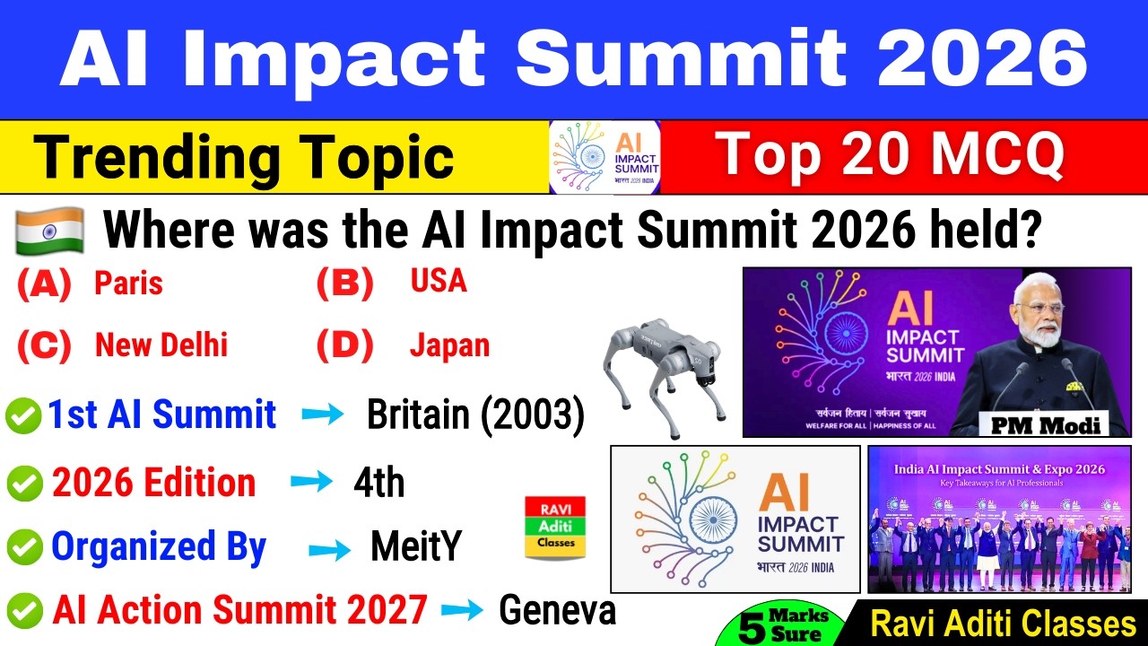 AI Summit 2026 Current Affairs | AI Impact Summit 2026 India | AI Shikhar Sammelan 2026 | 