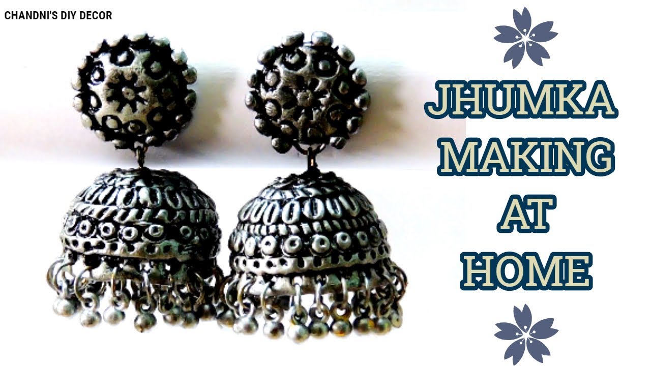 इस तरीके से घर में बनाए झुमका आसानी से।  DIY Jhumka Earring At Home || Jewellery making material ||