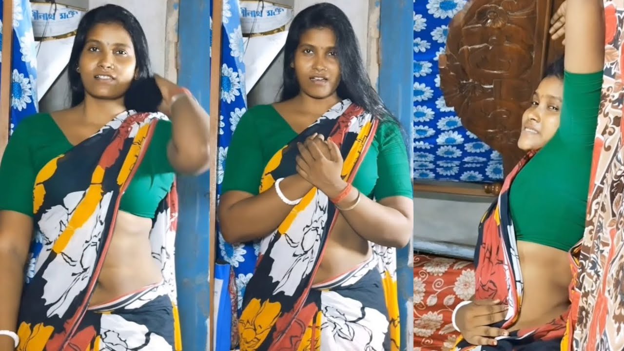 Low Hip Saree Draping Style Posing in Multi - Colour Cotton Saree With Dark Green 💚 Cotton Blouse