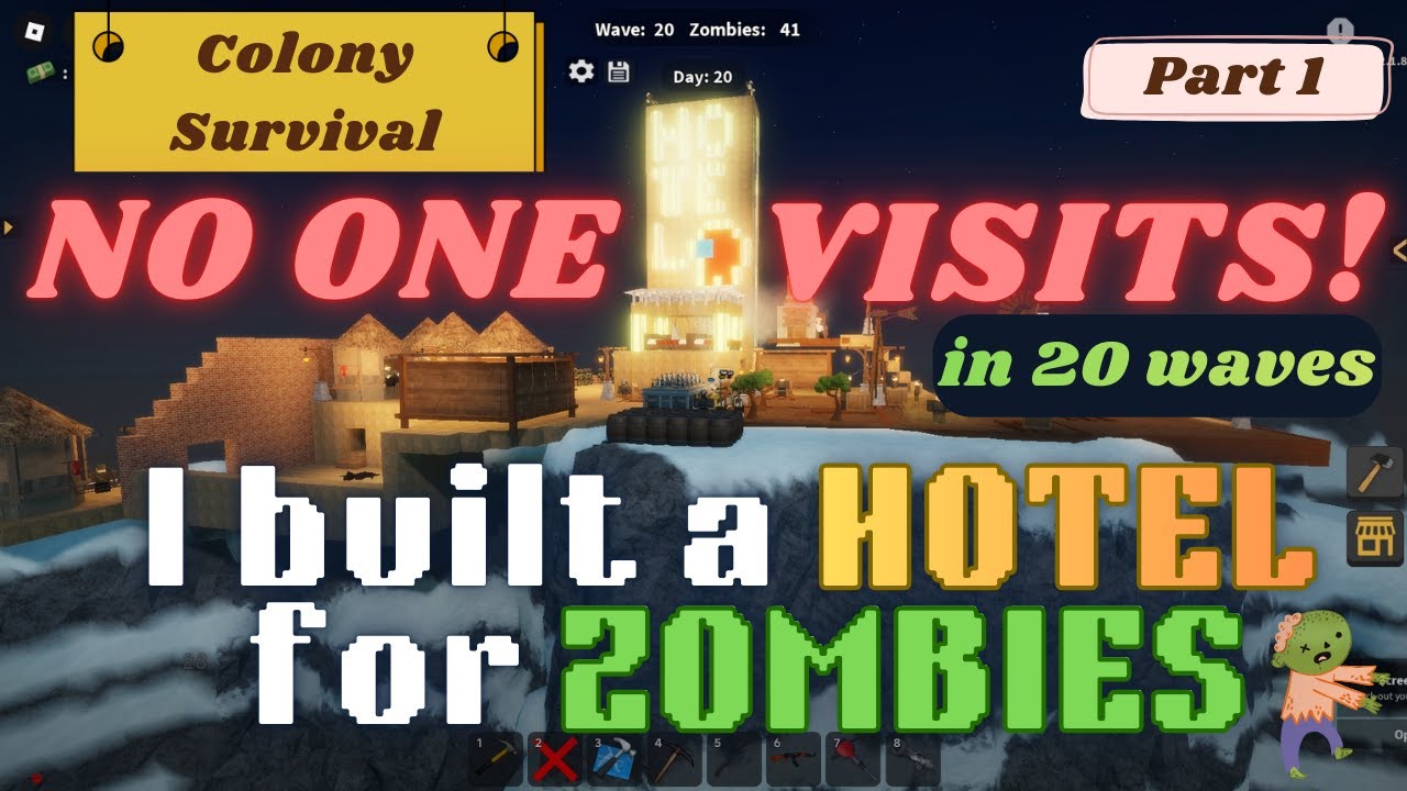 Colony Survival -  I Built A Hotel For Zombies (Part 1) | Large Map | Hard mode | #roblox #colony