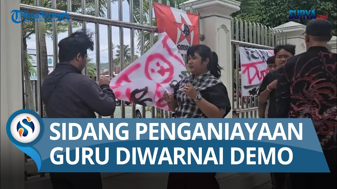 Sidang Penganiayaan Guru SMPN 1 Trenggalek Diwarnai Demo Mahasiswa GMNI