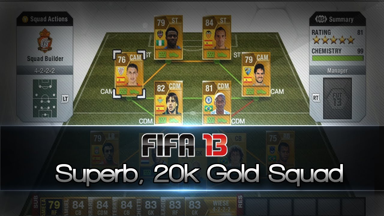 FIFA 13 | 20k, Superb, Longshot Gold Team! (Ultimate Team Squad Builder)