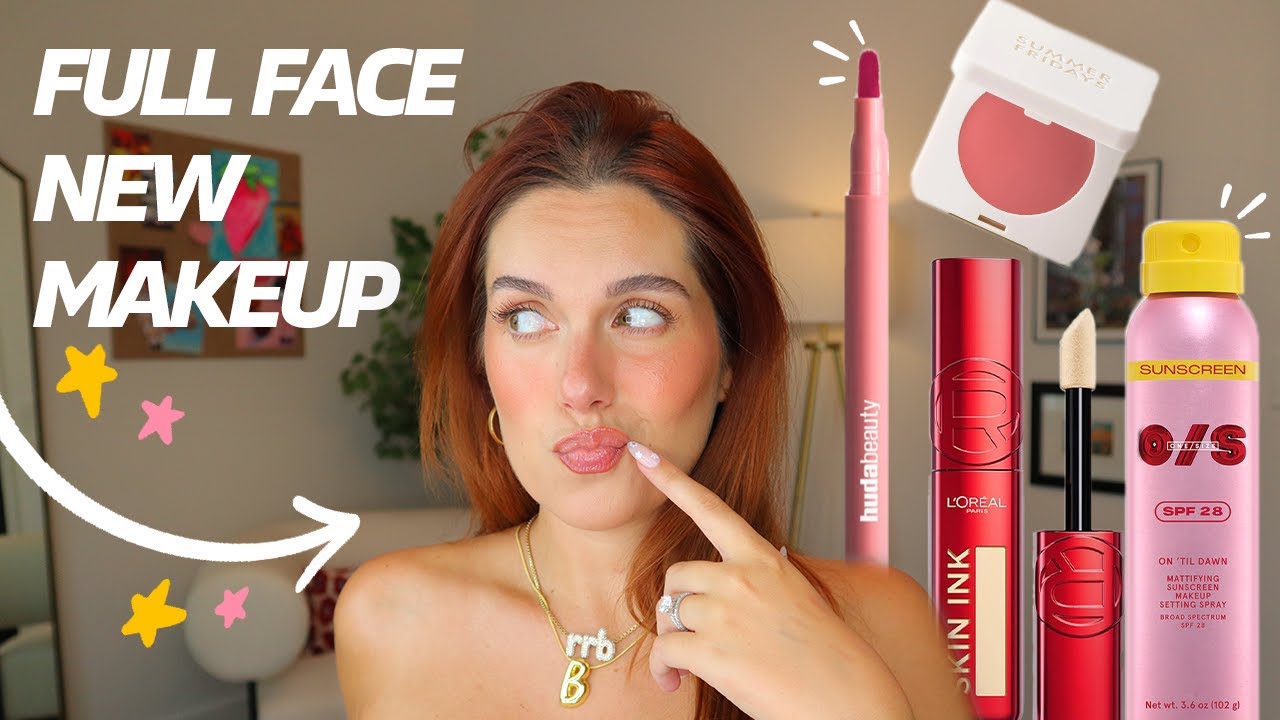 TRYING ALL NEW MAKEUP // new drugstore, huda lip stains + more 👀