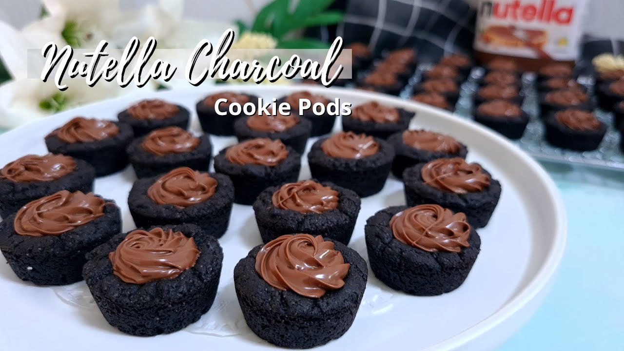 Nutella Charcoal Cookie Pods | Double Dark Chocolate Cookie Pods | Cookie Cups | Rahiza Dorah