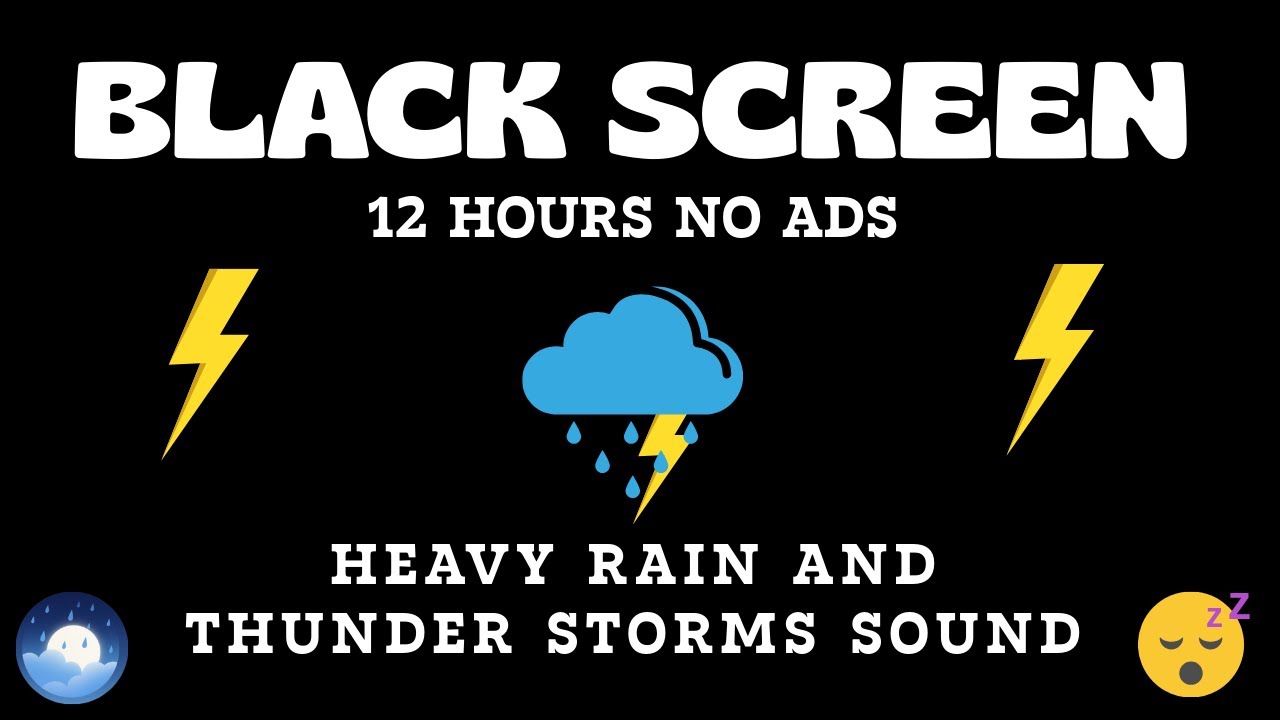 😴 Black Screen Night Sleep Live: Heavy Rain & Thunder Sounds (No Ads)