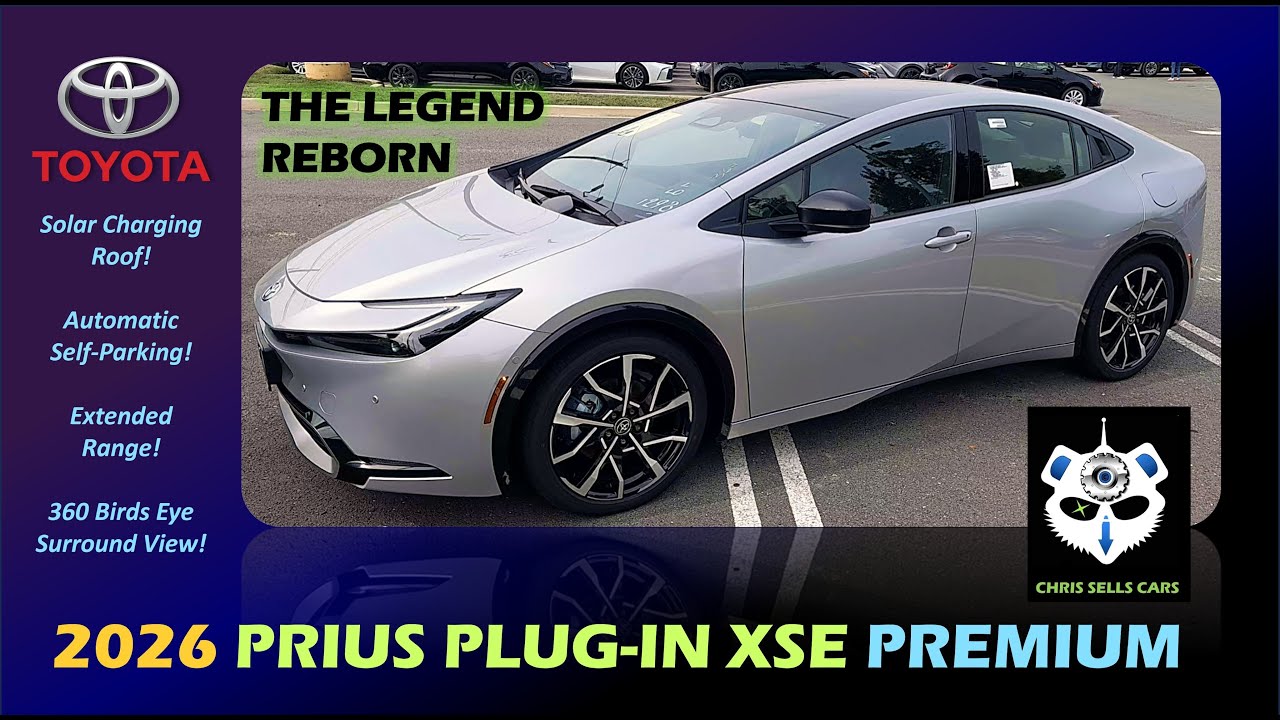 2026 Prius Plug-In XSE FWD Cutting Edge Black/Red Heat Cool Softex Solar Roof Self-Parking 360 View