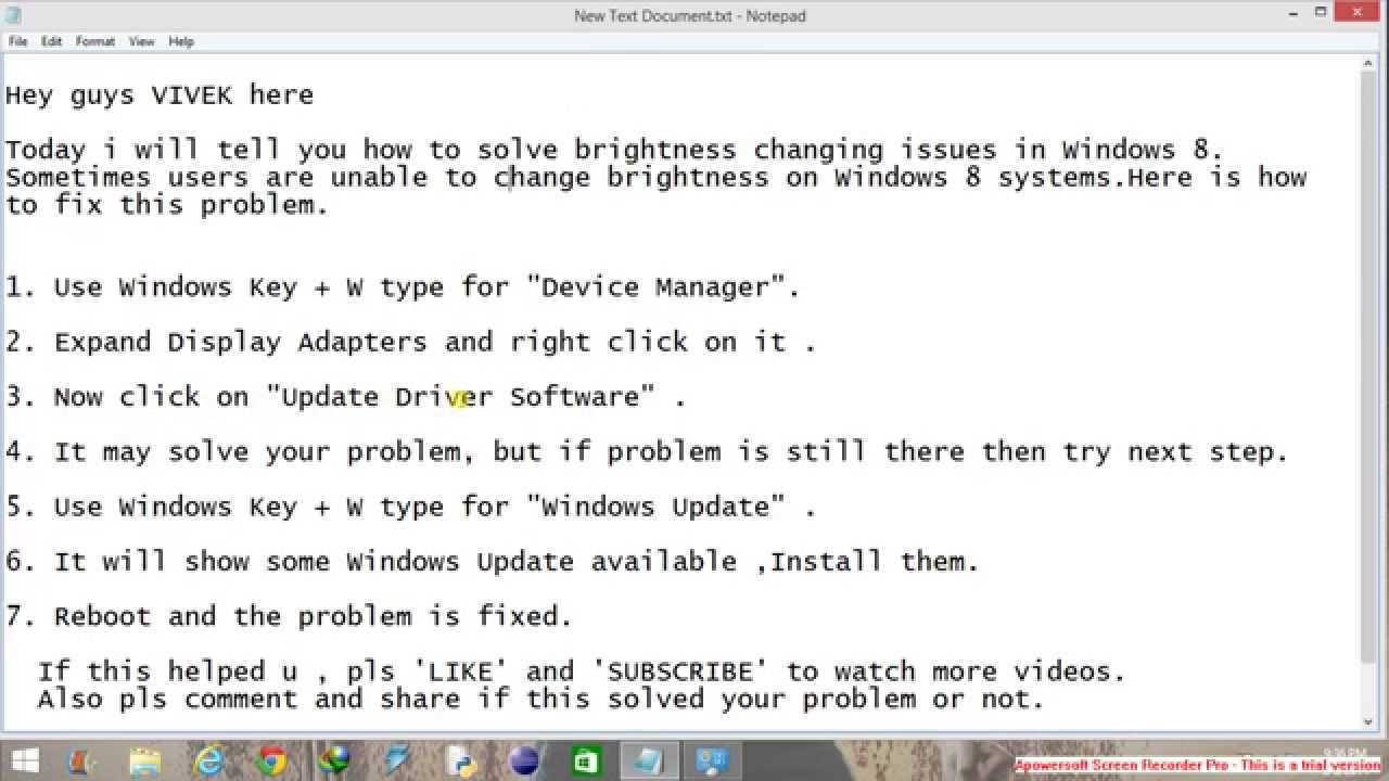How to fix Brightness Issues in Windows 8 or 8.1