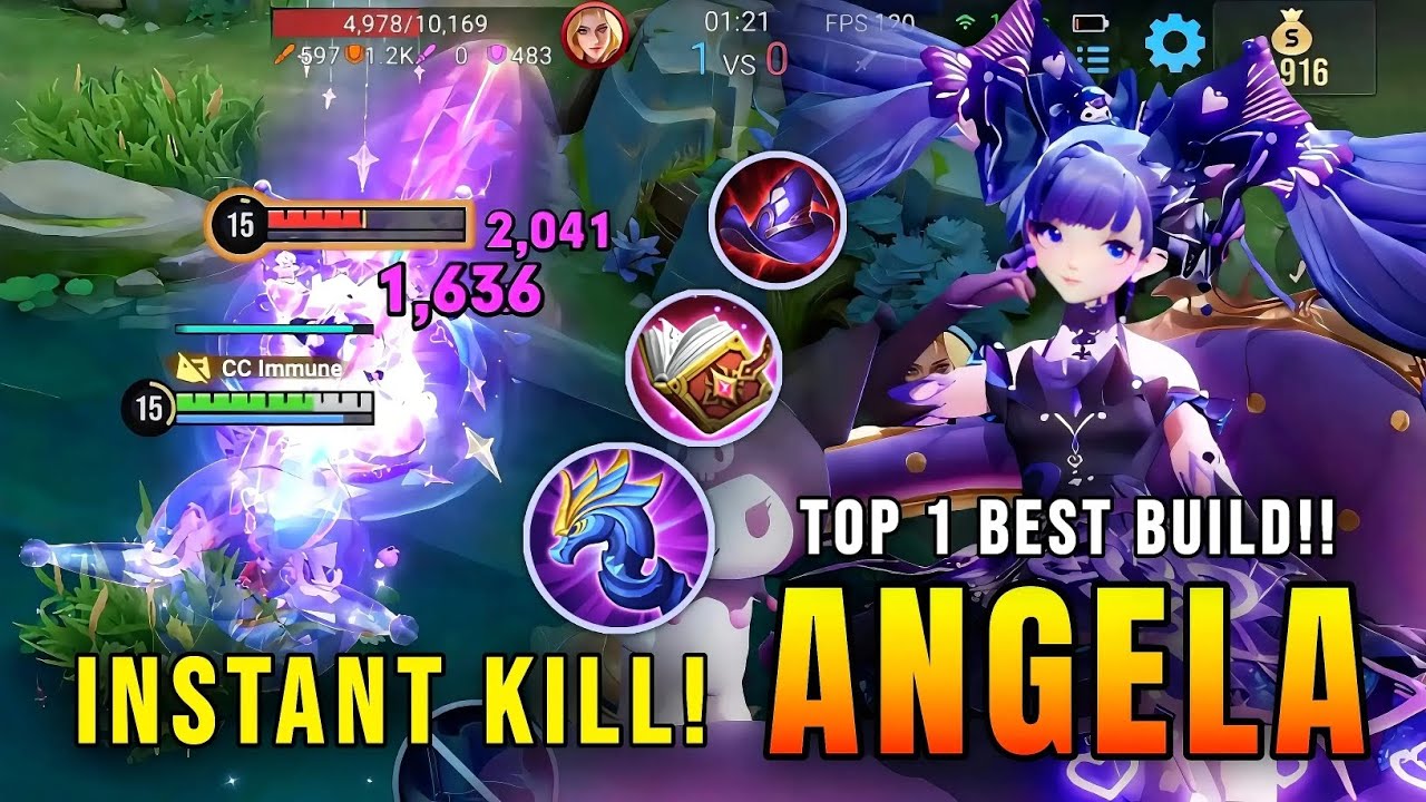 INSTANT KILLS!! Angela Deadly Mid Lane Monster - Top 1 Best Build in Honor of Kings 