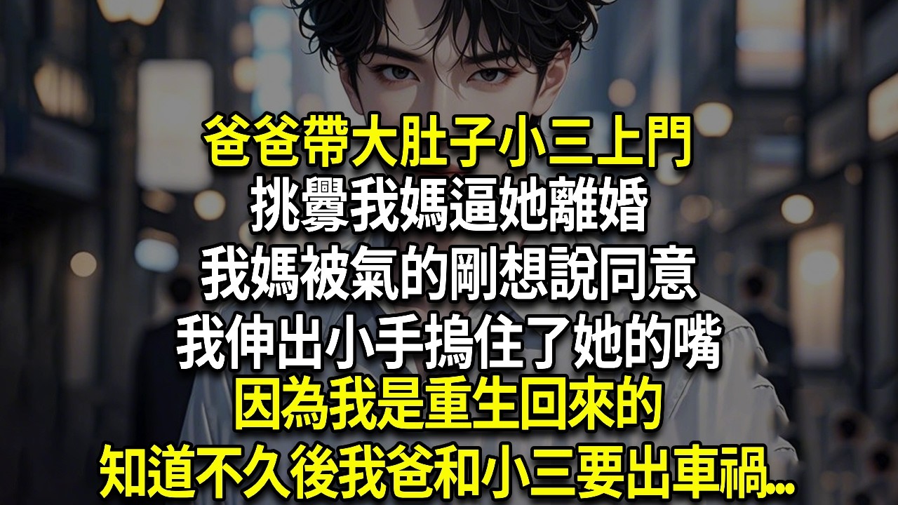 爸爸帶大肚子小三上門，挑釁我媽逼她離婚，我媽被氣的剛想說同意，我伸出小手摀住了她的嘴，因為我是重生回來的，知道不久後我爸和小三要出車禍...