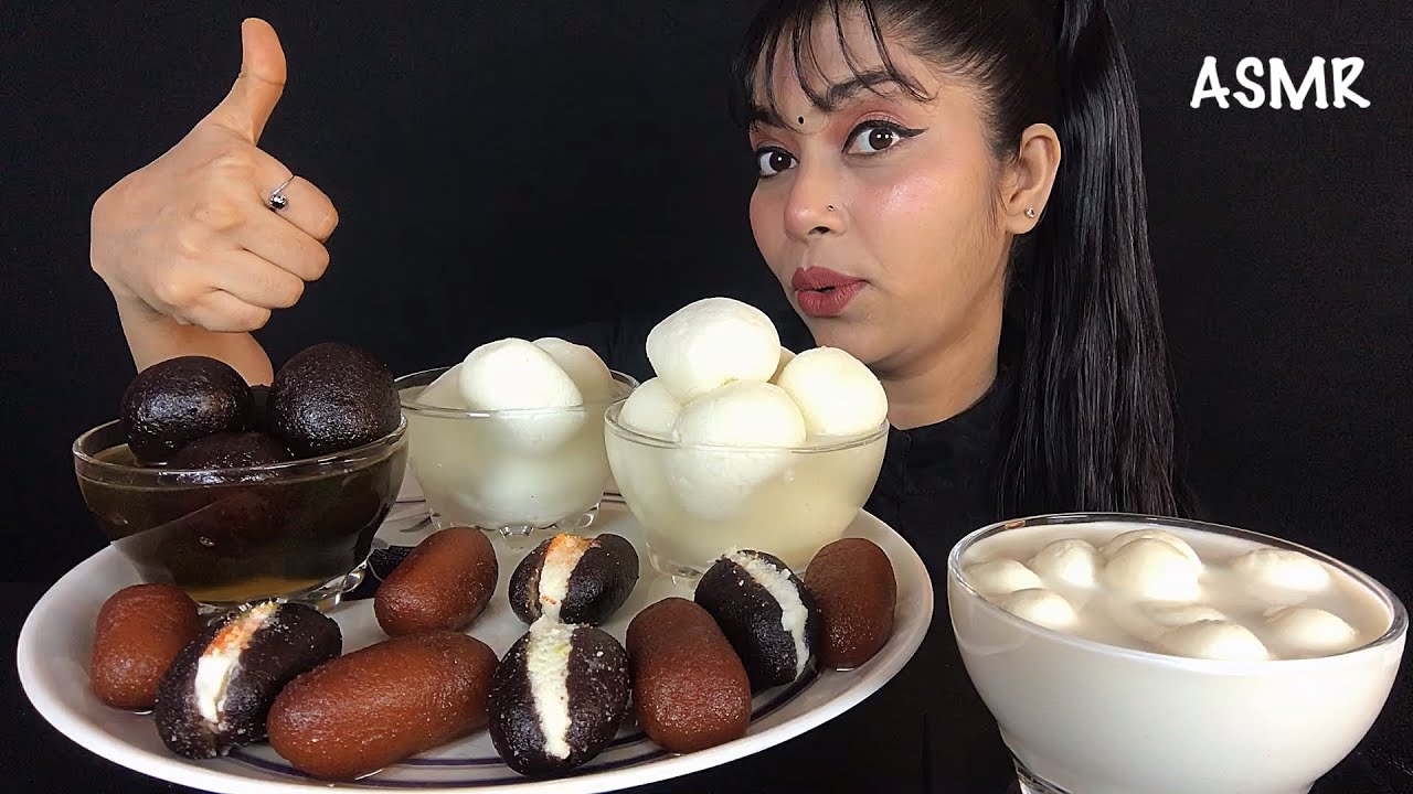 EATING GULAB JAMUN,KALA JAMUN,RUS MALAI,SANDWICH JAMUN,RASGULLA | INDIAN SWEETS | DESSERT | MUKBANG