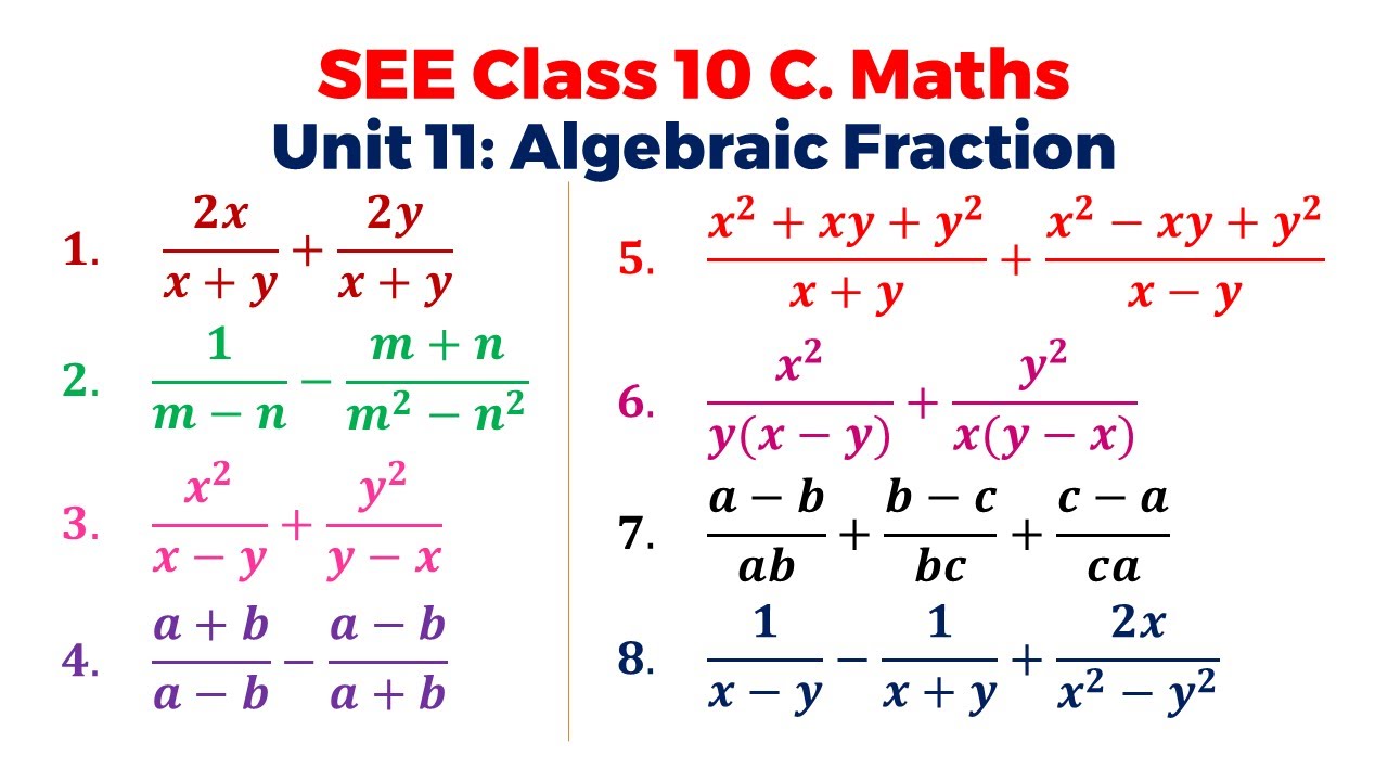 Unit 11: Algebraic Fractions || Top Short Question Solutions || Class 10 C. Math || SEE 2081