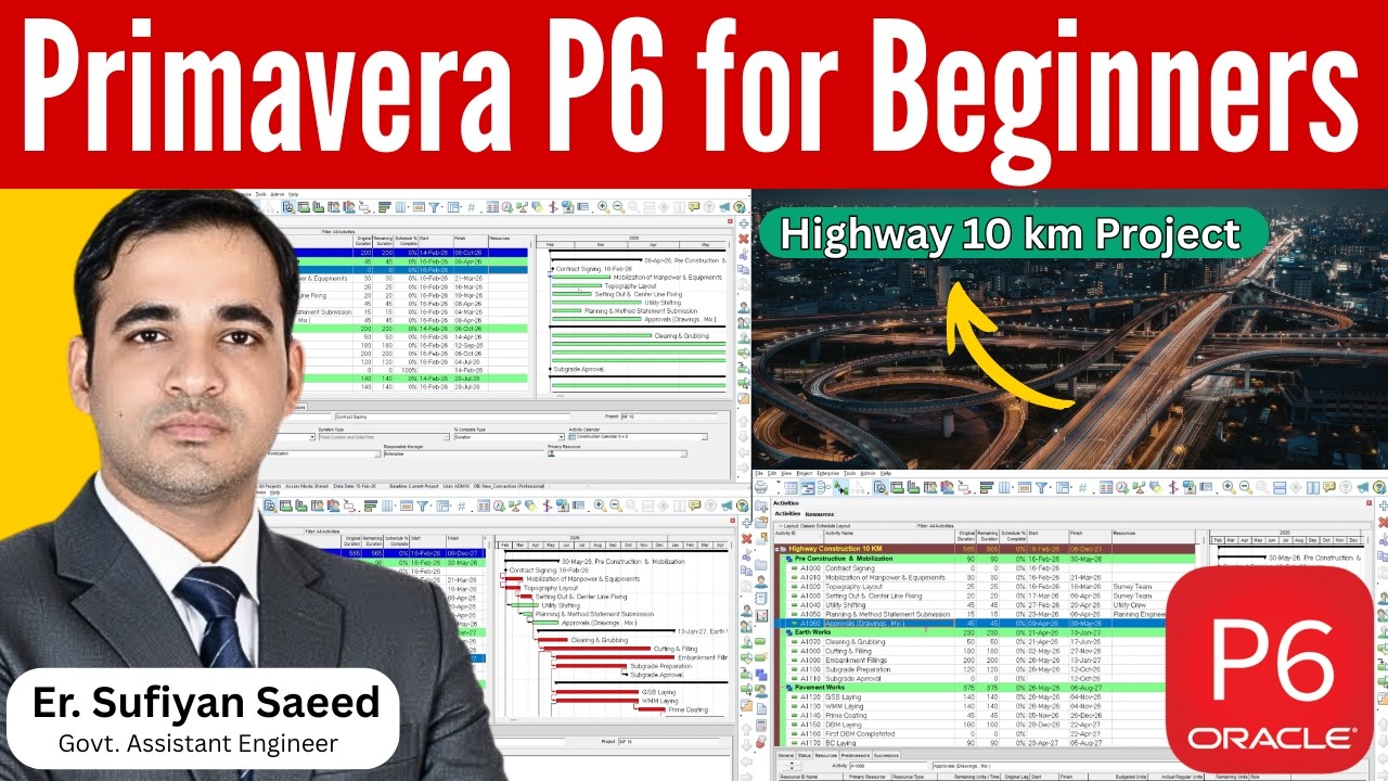 Primavera P6 Complete Guide | 10km Highway Construction Project Planning